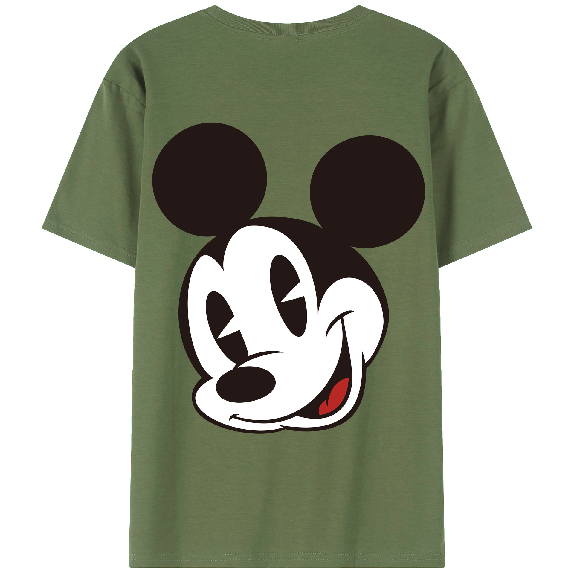 ミッキーマウス Mickey Mouse 綿100％ メンズ半袖Tシャツ（バックプリント） 通気性
